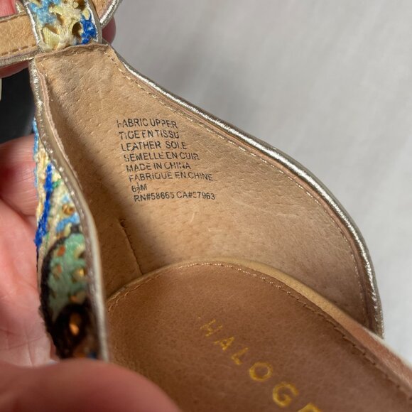 Halogen Audrey Sandals Multi Color 3" High Heels Leather Gold Metallic Size 6.5M - Picture 10 of 10